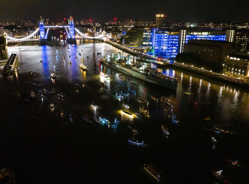 Gloriana salute to HMS Belfast